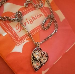 Sweet BRIGHTON HEART & SCROLL Crystal Silver Plated Reversible Pendant Necklace